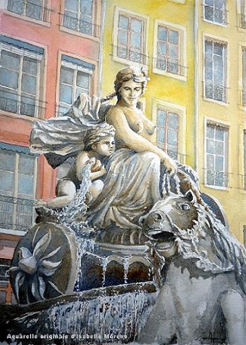Lyon - Détails de la Fontaine Bartholdi 
